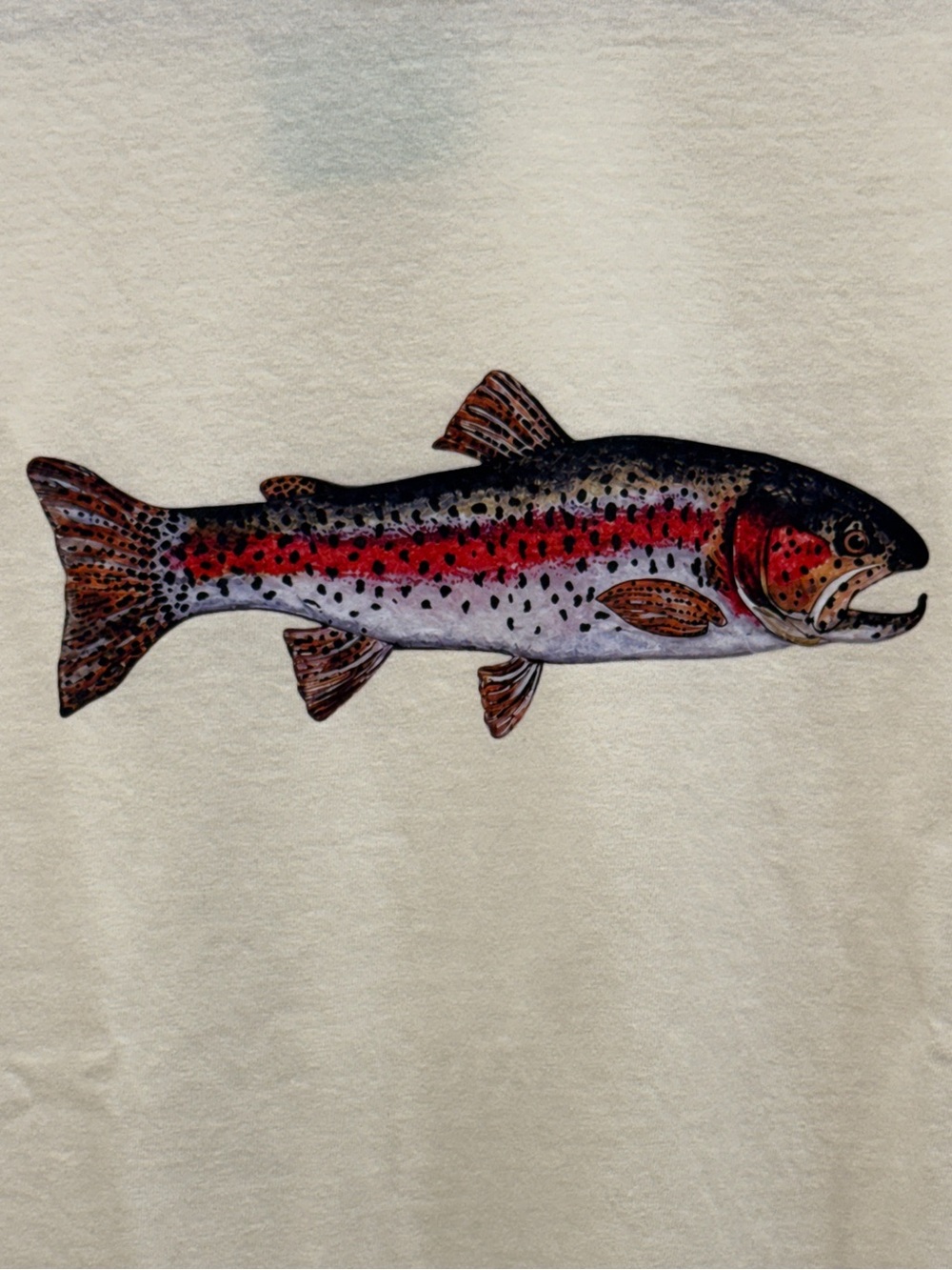 NWT Vintage-Inspired Unisex Cream Trout Graphic T-Shirt - XL Comfort Colors
